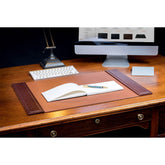 Brown Crocodile Embossed Leather Desk Pad, 25.5 x 17.25